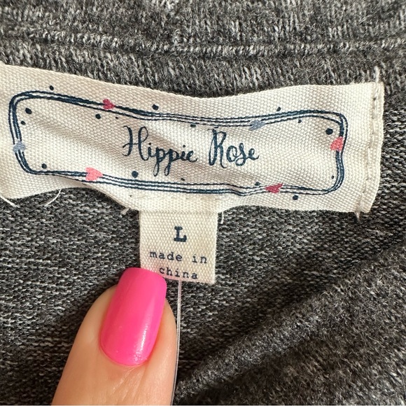 Hippie Rose Women Rayon Faux Knot Front Soft Knit Sweater Grey Large - Picture 3 of 6